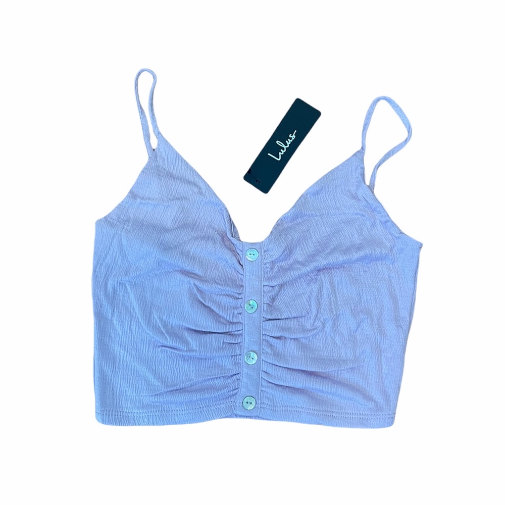 Lulu’s | Lavender Button-Front Cropped Tank Top - Picture 6 of 7